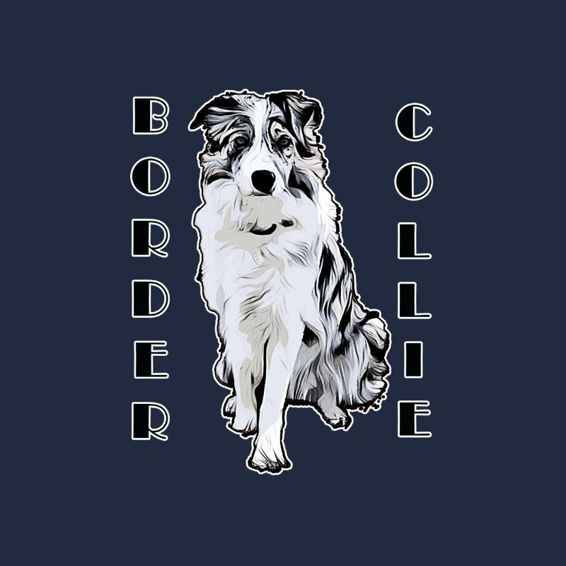 Border Collie Black Merle Comic Texte