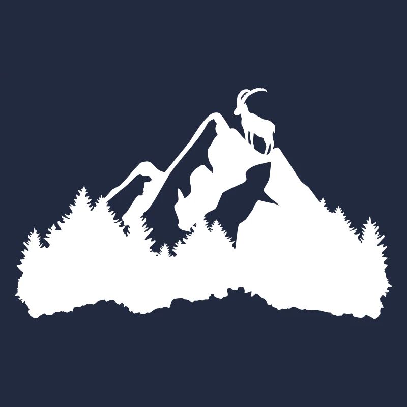 Berge, Wald und Steinbock