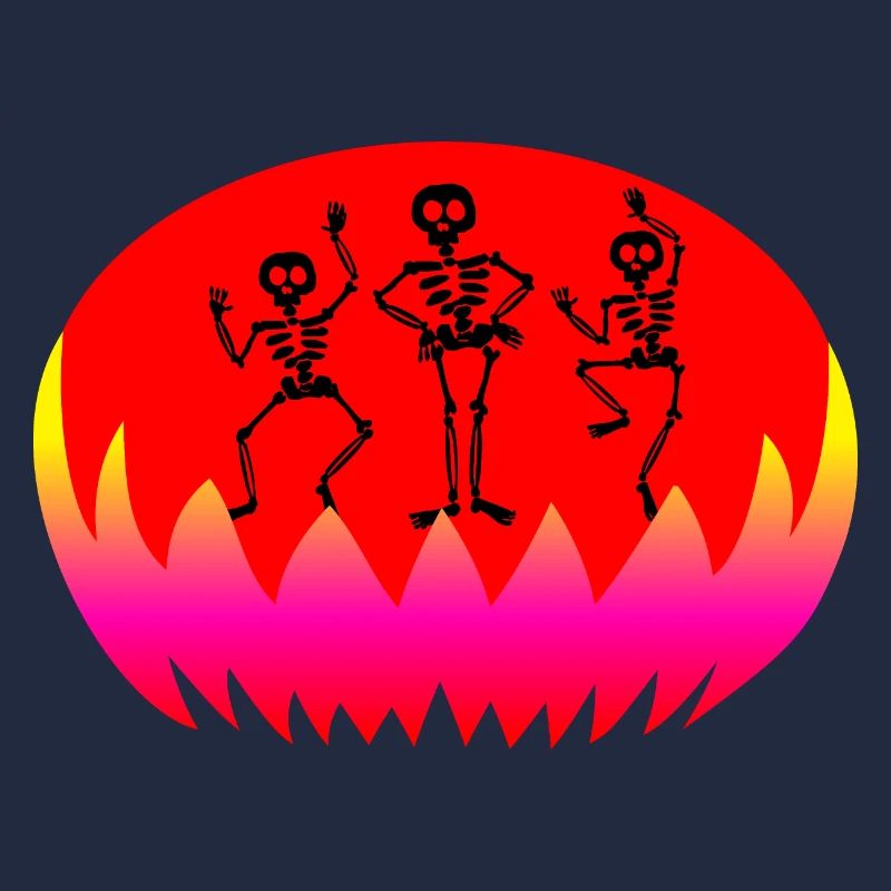 Halloween and dancing skeletons in hell