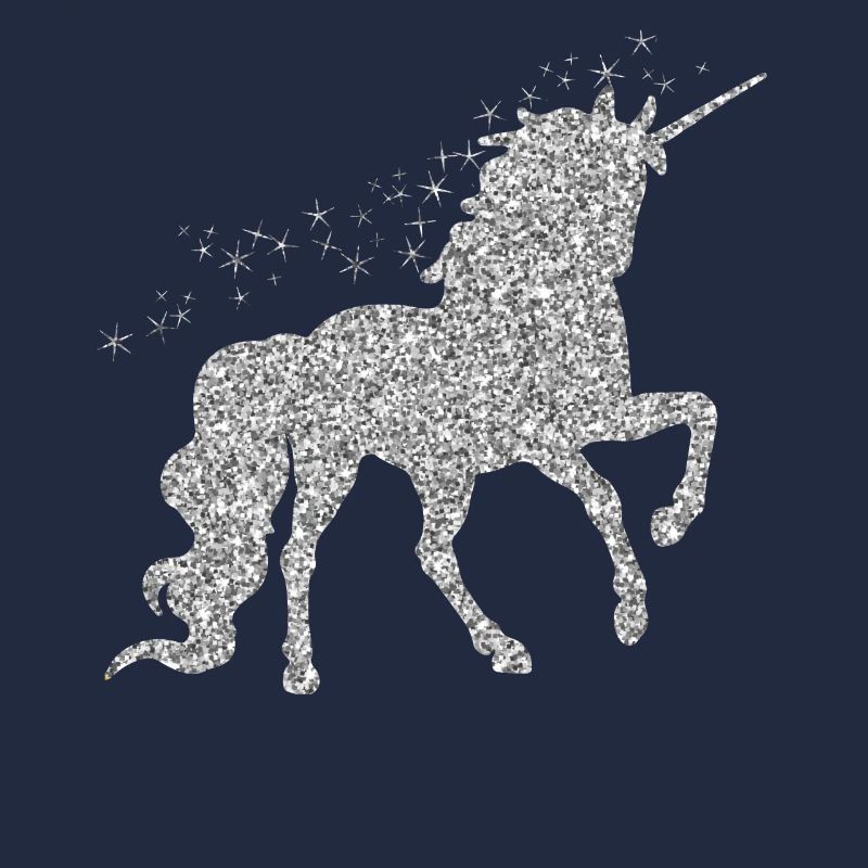 Das silberne glitzer Einhorn