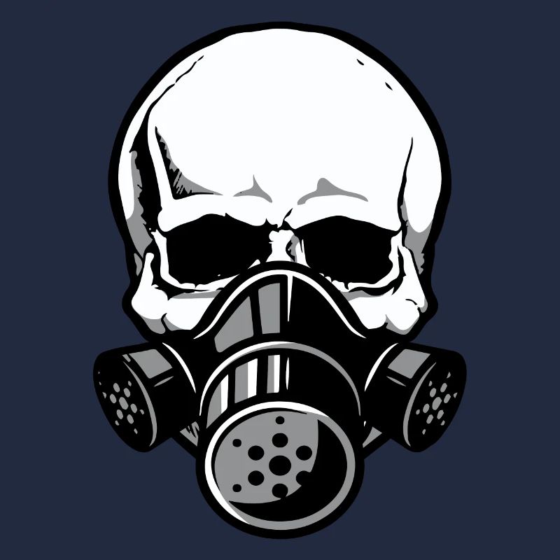 Totenschädel mit Gasmaske