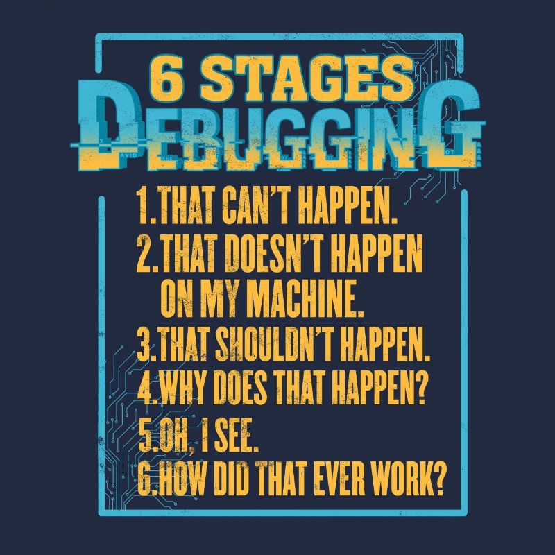 6 Stufen des Debuggings Geek Programmierer Nerd