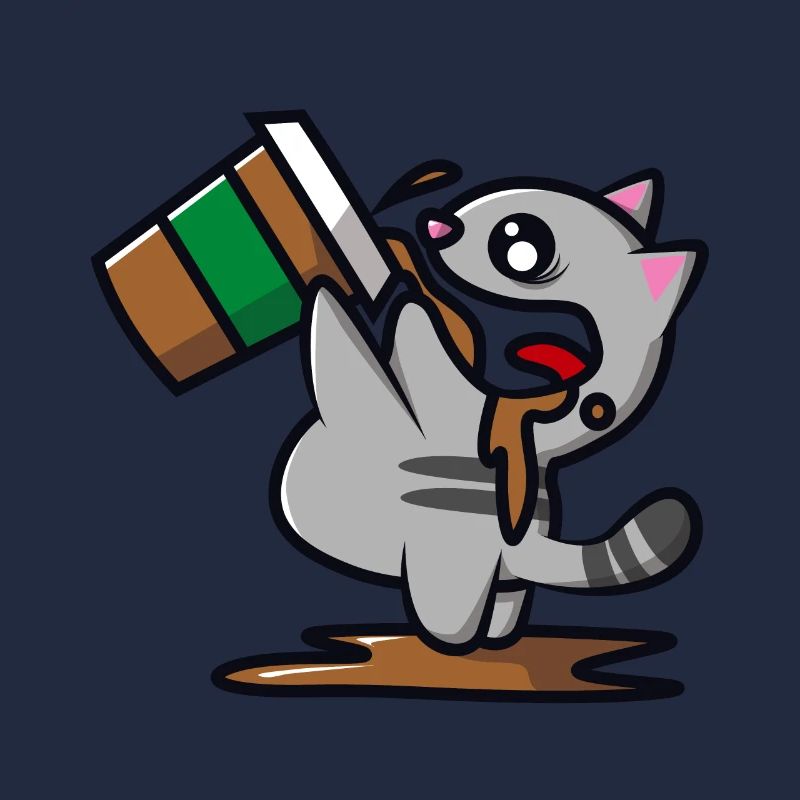 Chat boit un café