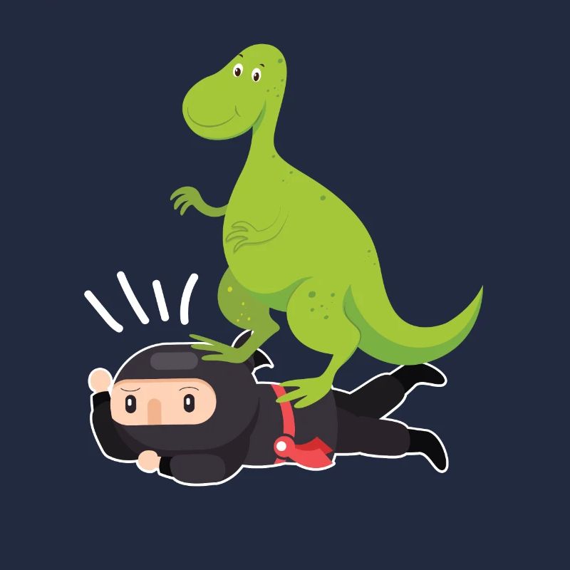 Ninja Samurai mit Dinosaurier