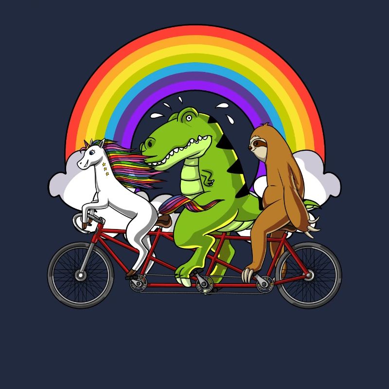 Unicorn T-Rex Dinosaur Sloth Riding Bicycle