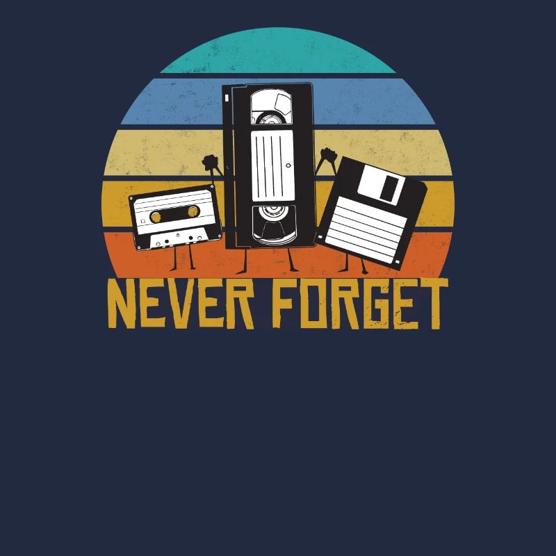 Never Forget Retro Kassette VHS Diskette Geschenk