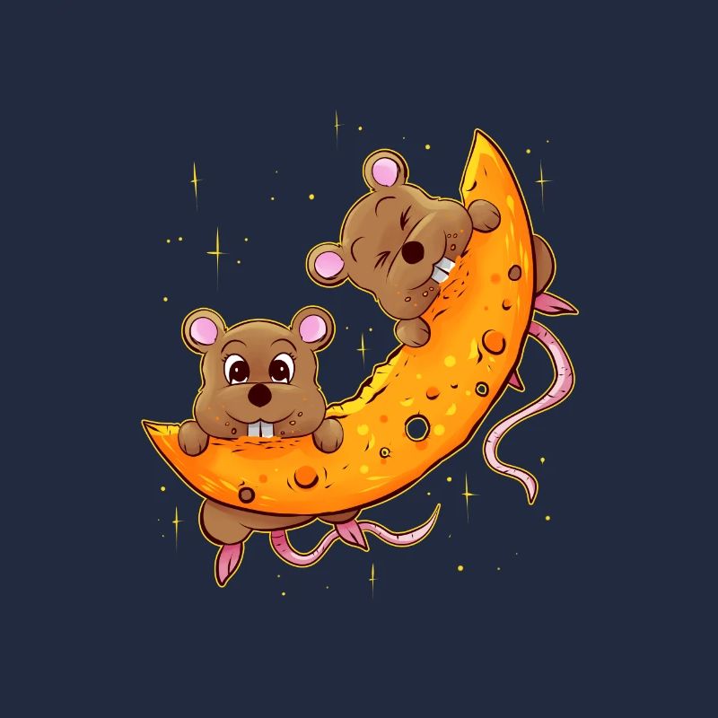 Souris sur la lune au fromage, cadeau pour accro au fromage