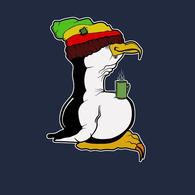 Tux Linux Pingouin Pingouin pause café maniaque Rasta