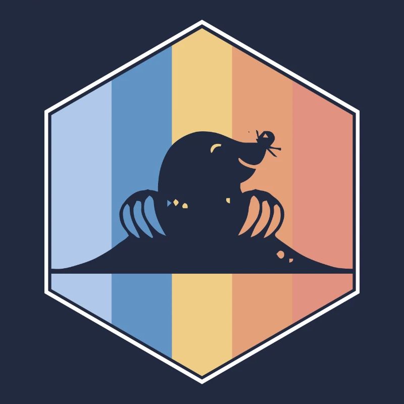 Mole retro and vintage hexagon