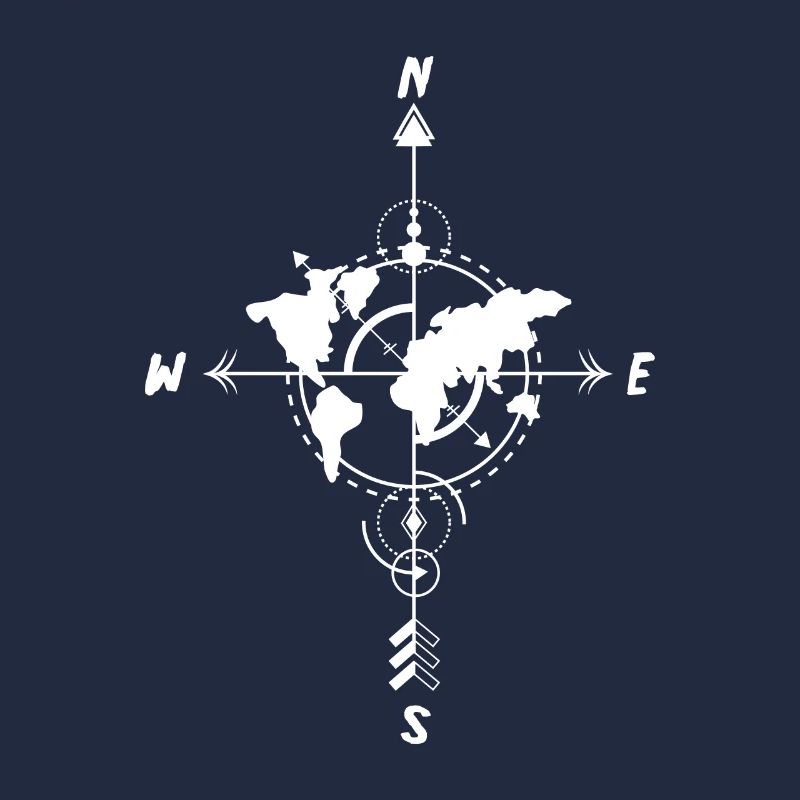 Kompass Weltkarte Reisende oder Ingenieur Geschenk