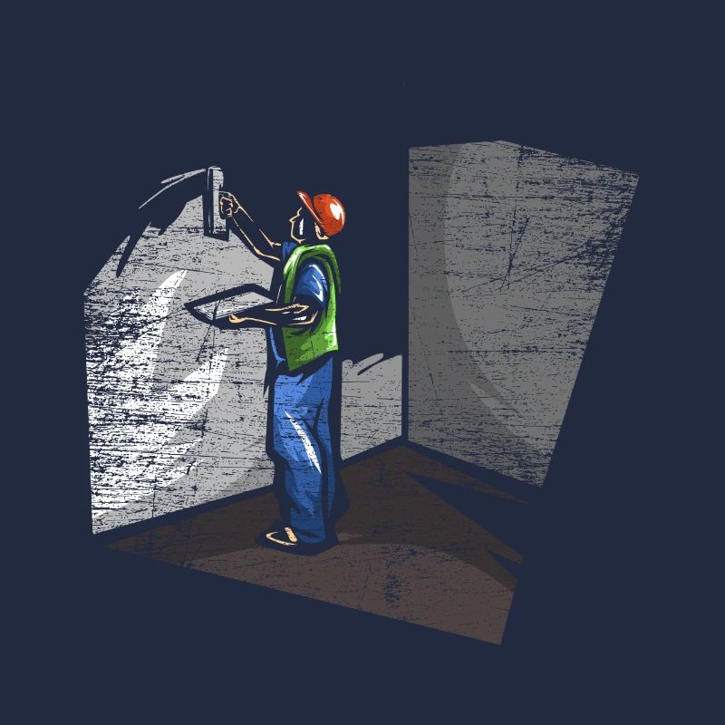 Plasterer cleaning work