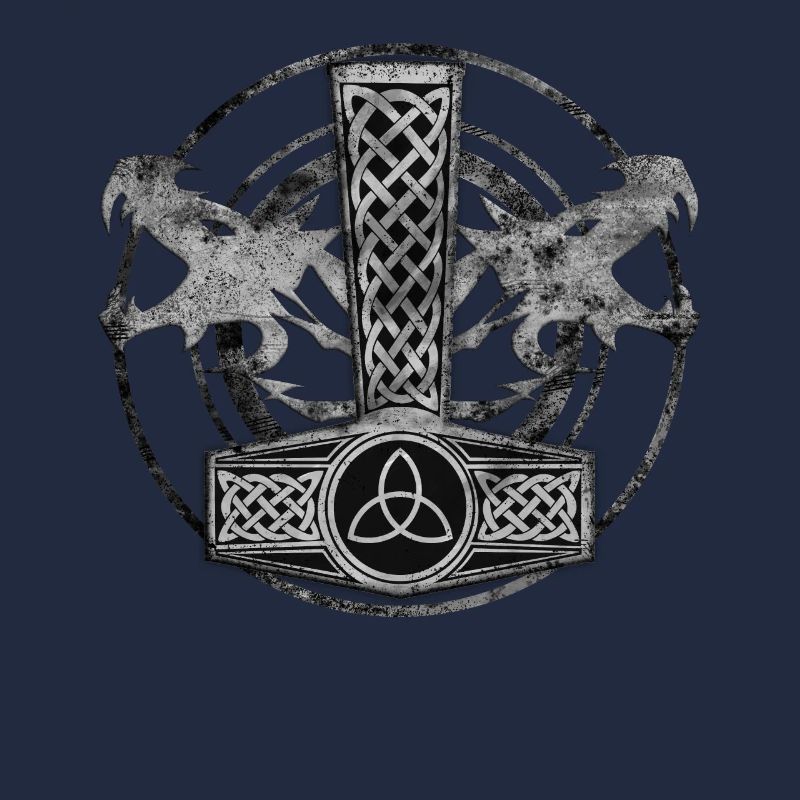 Thors Hammer Mjolnir mit Drachen Hintergrund