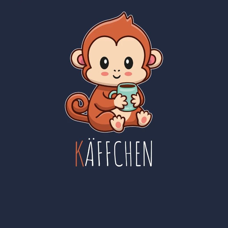 Käffchen Äffchen mit Tasse Kaffee Kaffeetrinker