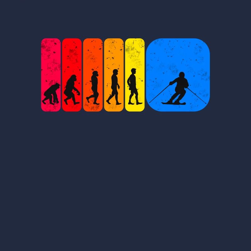 Skifahren Evolution Skifahrer Geschenkidee