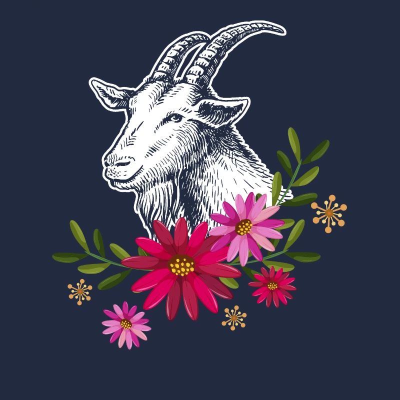 Chèvre avec des fleurs