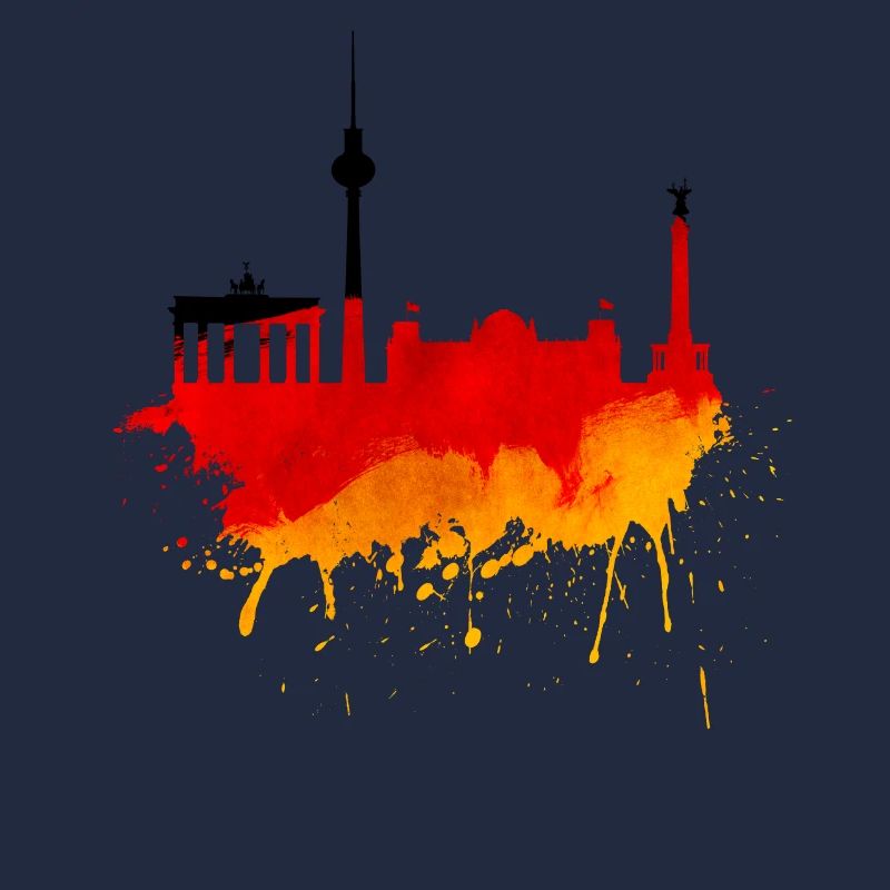 Berlin Skyline Allemagne Drapeau Drapeau Allemand