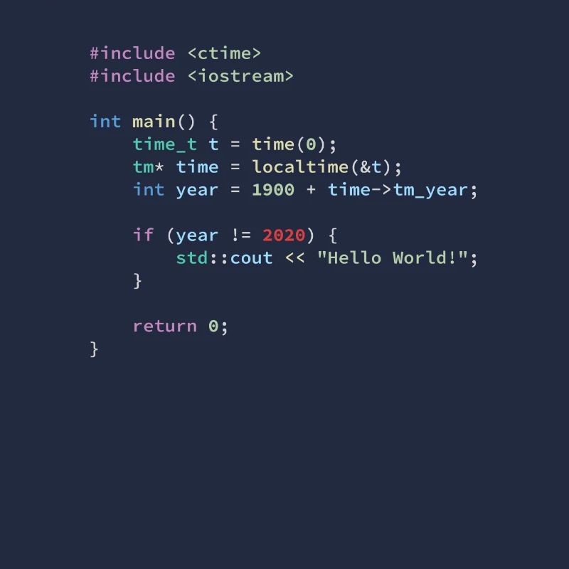 Hello World 2020 en langage de programmation C ++, code