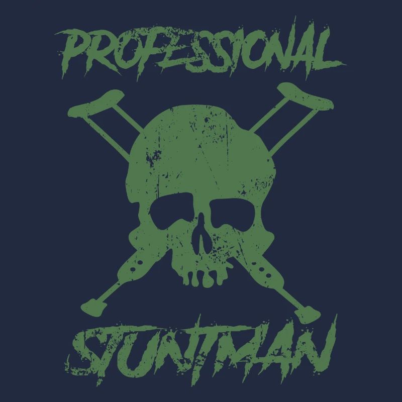 Teschio stuntman professionista con stampelle