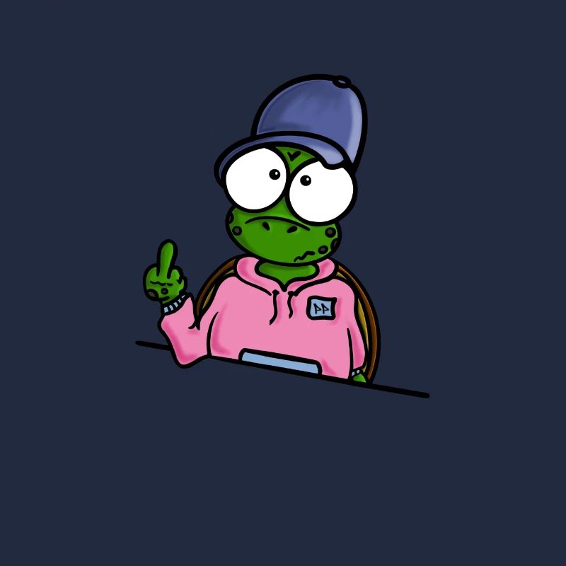 Schildkröte mit Cap Mittelfinger