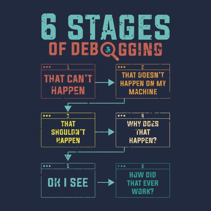 Programmierer 6 Stages of debugging