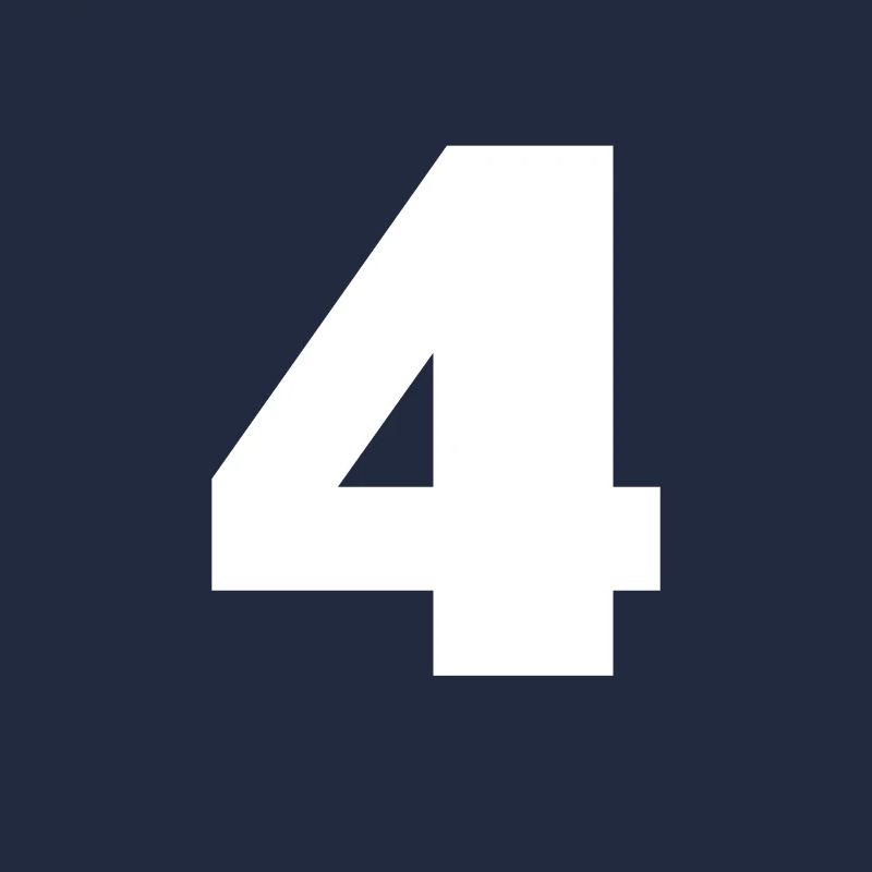 Nummer 4 Großbuchstaben Monogramm