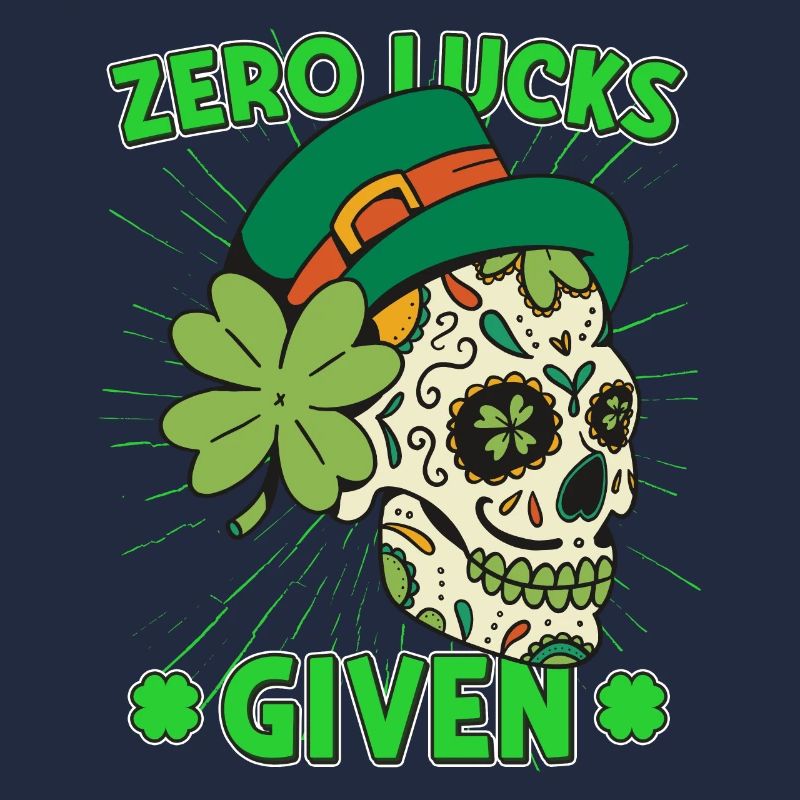 Zero Lucks Given Mardi Gras Skull st patricks day
