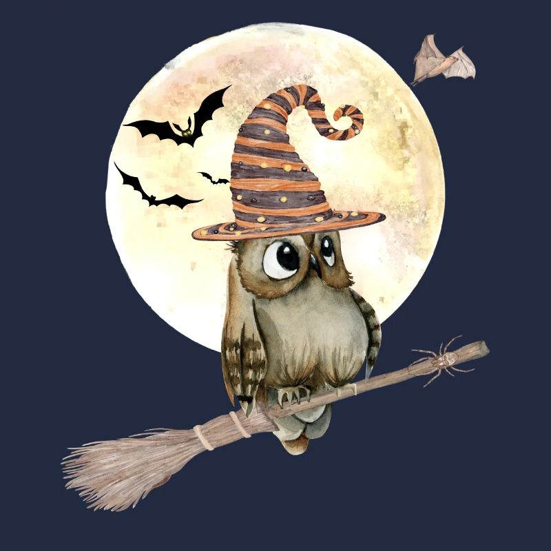 Halloween Hexen Eule mit Hexenhut Vollmond