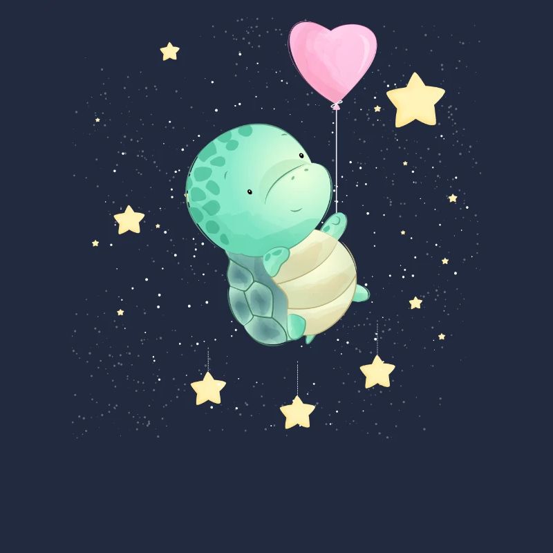 Baby Turtle Floating In Outer Space