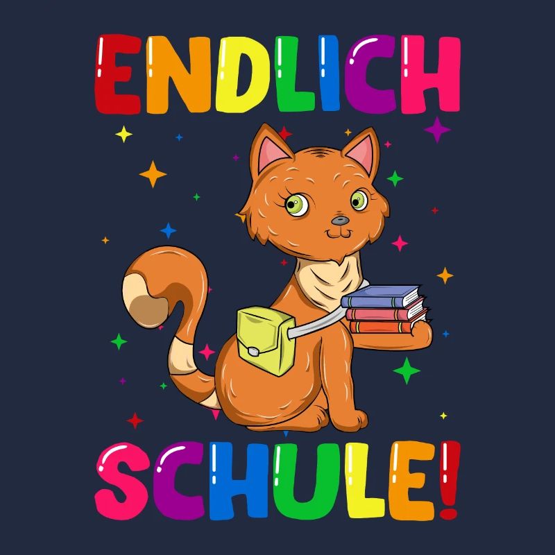 Endlich Schule Katze Einschulung Schulkind
