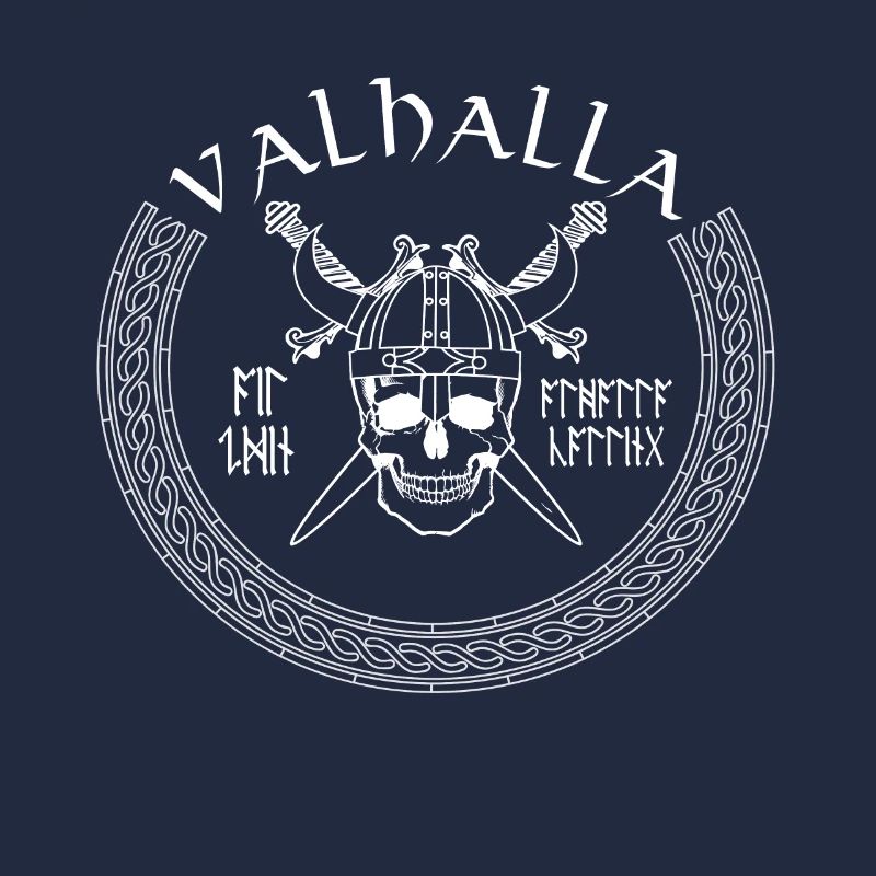 Wikinger Totenkopf mit Axt Wikingerhelm Valhalla