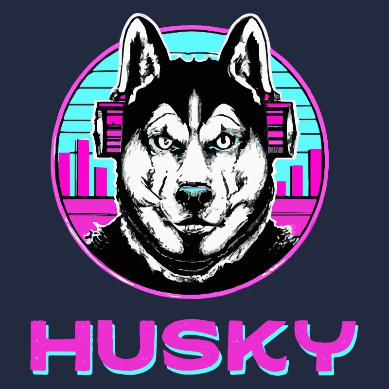 Synthwave Husky Chien Malamute