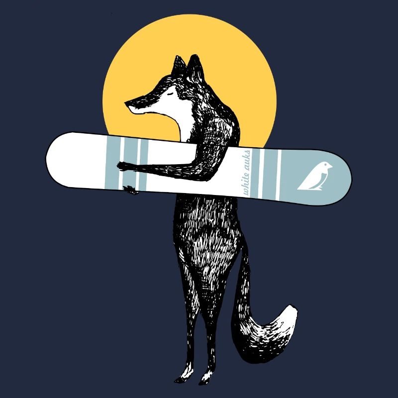 Cooler Fuchs mit Snowboard