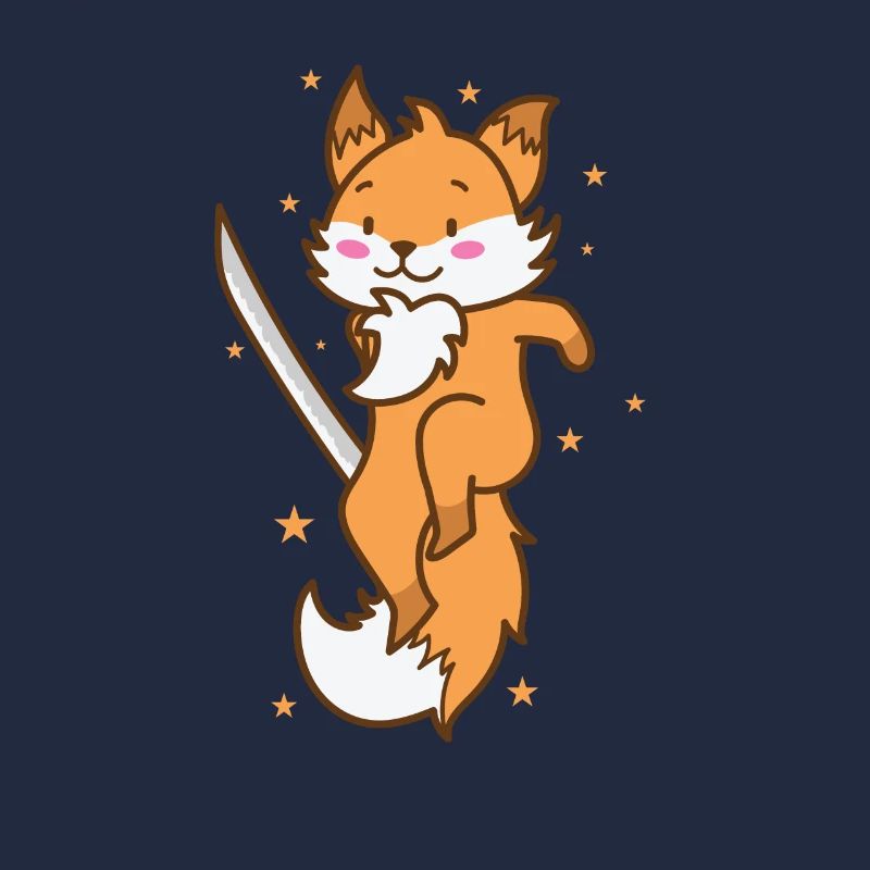 Fuchs mit Schwert lustiger Rotfuchs Tier