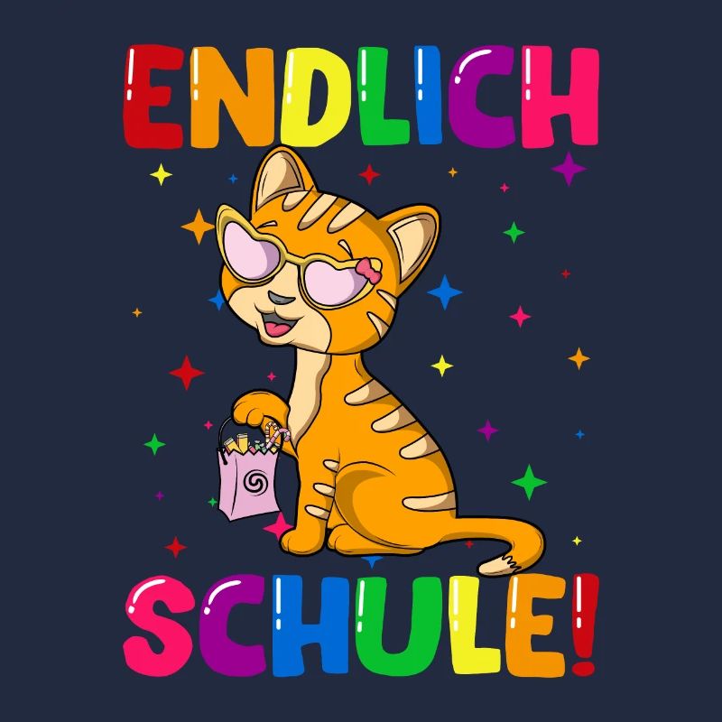 Endlich Schule Kätzchen Einschulung Schulkind