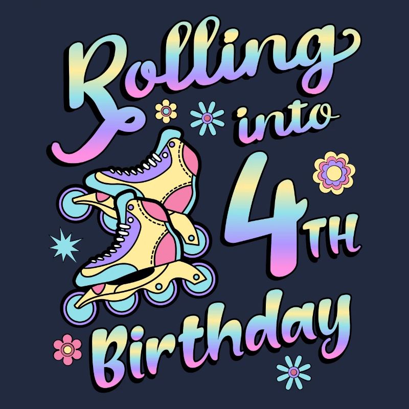 Rolling Into 4th Birthday Roller Skater Inline