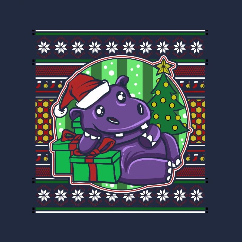 Moche pull de Noël Tshirt Noël Hippopotame
