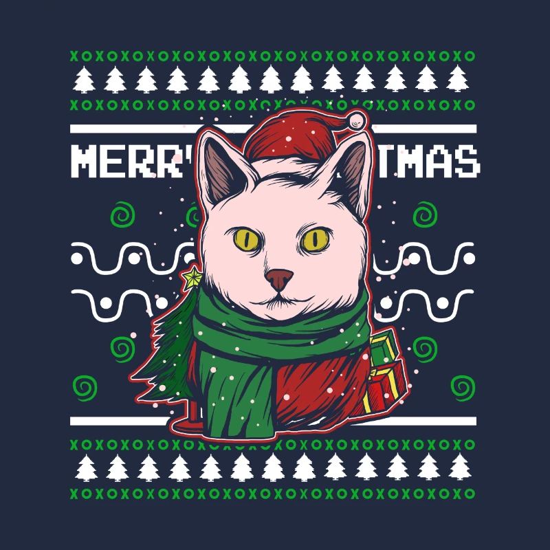 Moche pull de Noël Tshirt chat de Noël