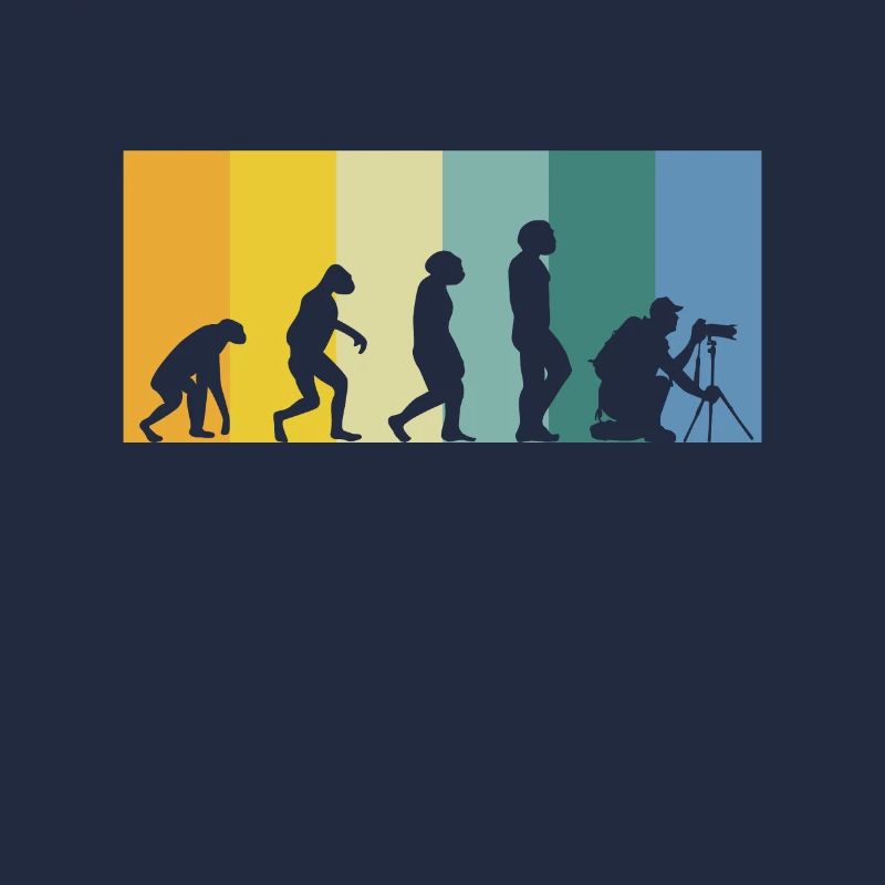 Evolution Fotograf mit Stativ- retro sunset