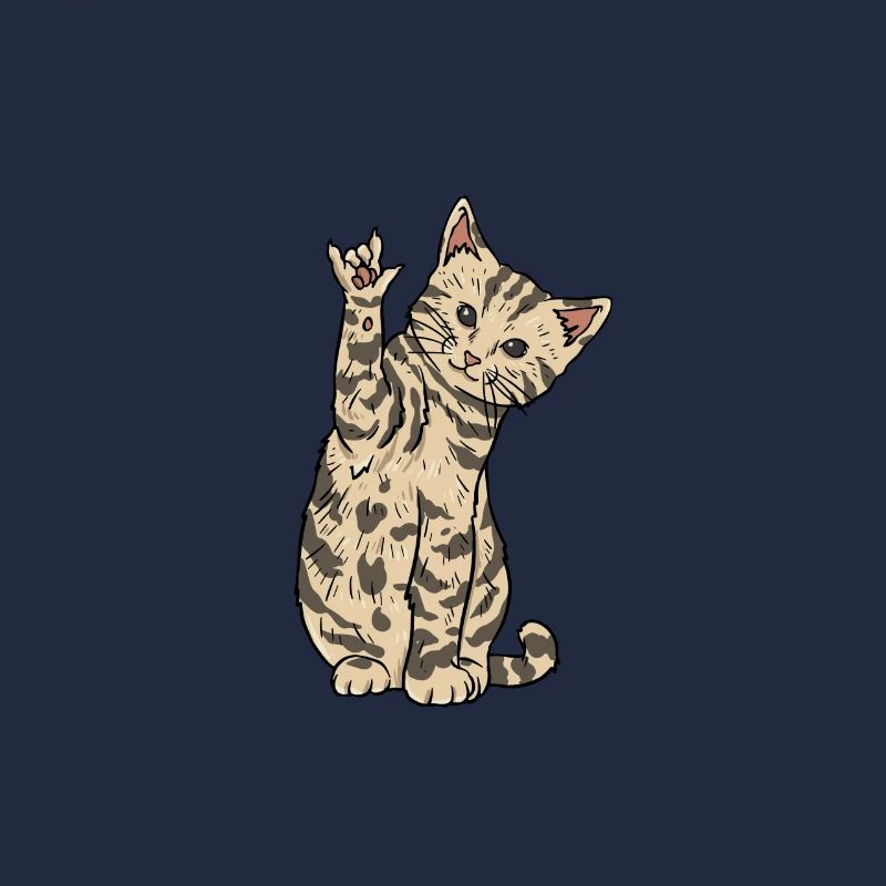 ILY Cat ASL Hand Gestures Deaf Hearing Loss
