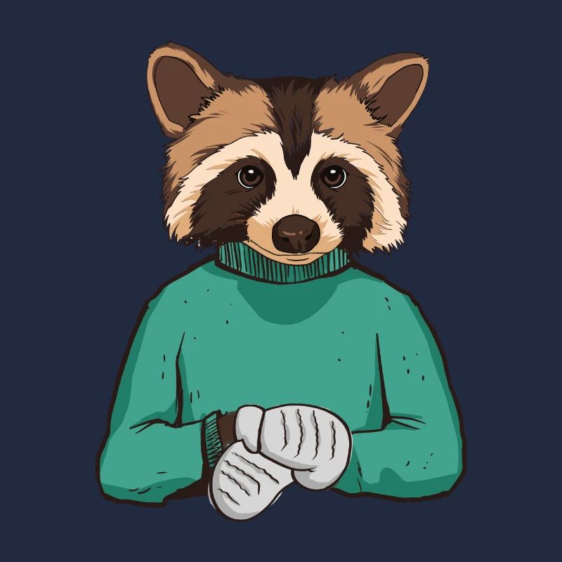 Waschbär trägt gestrickten Pullover - Waschbär