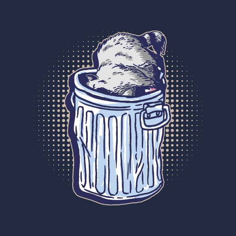 Waschbär gräbt durch einen Mülleimer - Waschbär