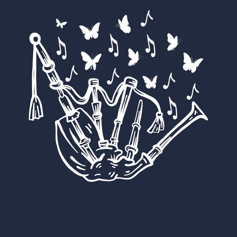 Cornemuse avec notes de musique & papillons - Bagpipe P