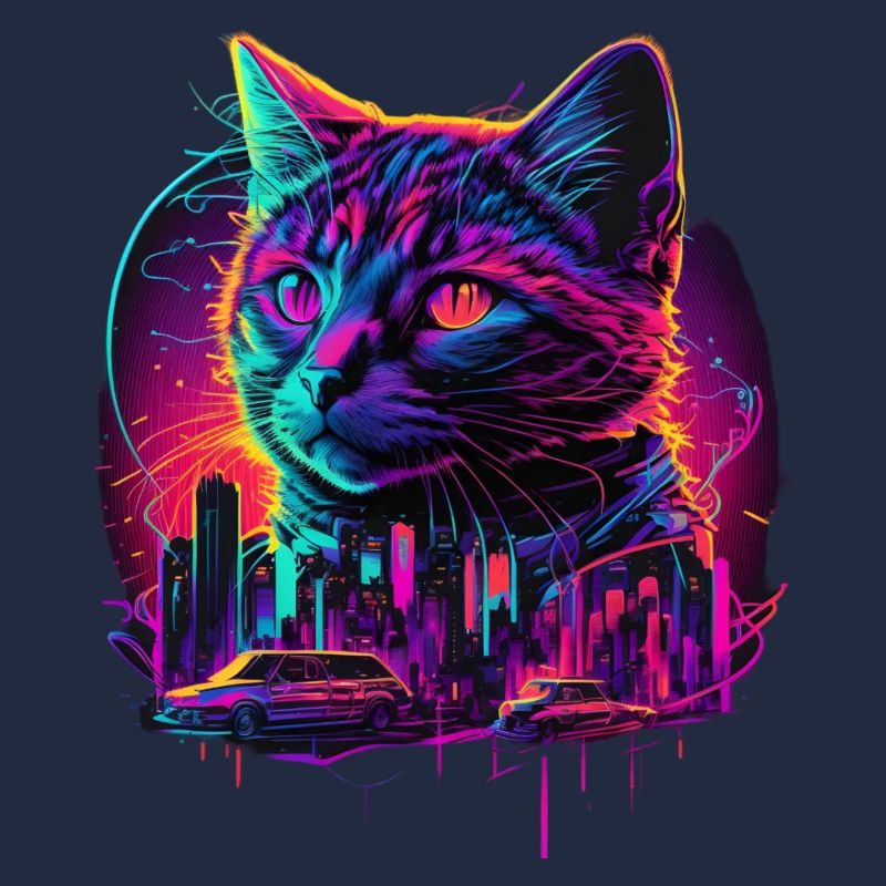 Synthwave Katze Sunset 80s Geschenk