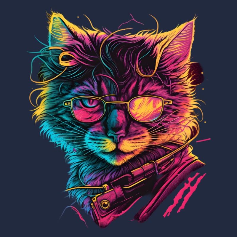 Synthwave Cat 80s Gift