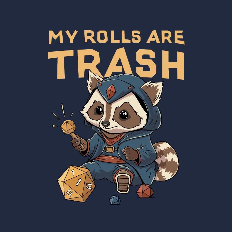 RPG Racoon Trash D20 Cube Design for an RPG