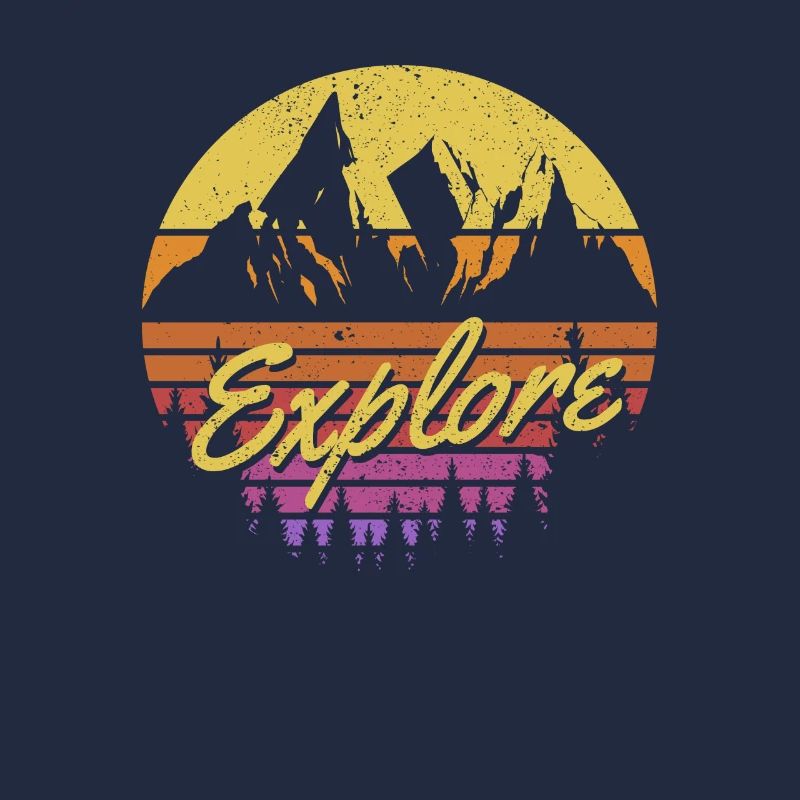Découvrez Retro Rainbow Gradient Mountain