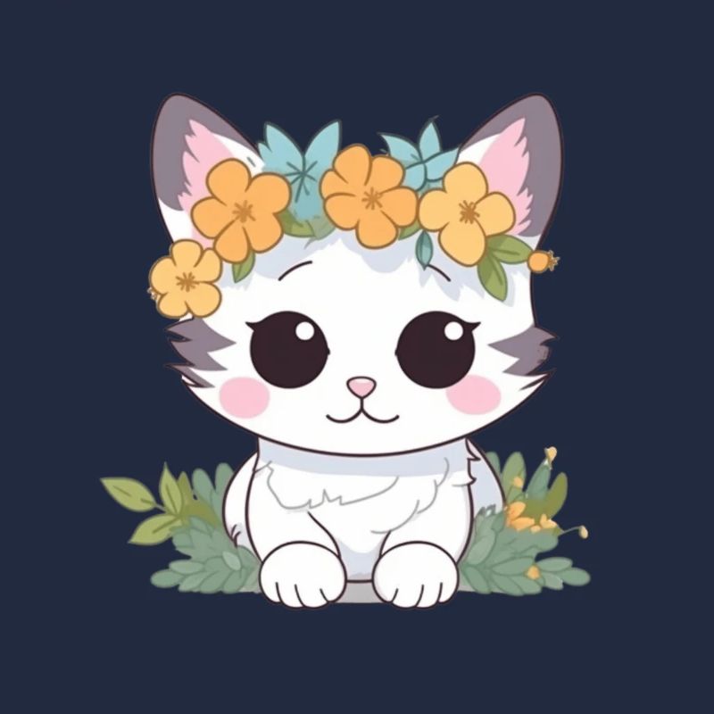 Chat mignon avec des fleurs