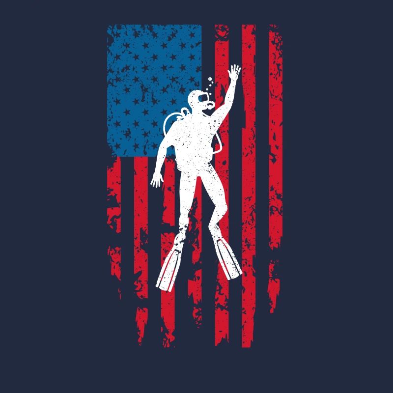 Plongée Drapeau Américain Plongeur Down Plongée US