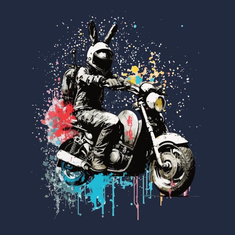 Graffiti Hase auf Motorroller Motorrad