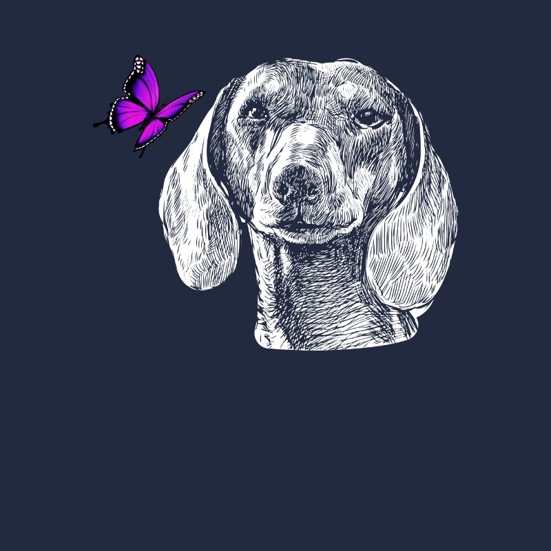 Dackel mit Schmetterling